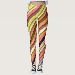 Multi colour geometric simple strip design leggings