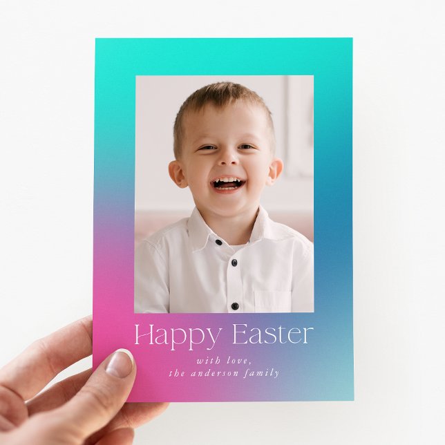 Multi-Colour Gradient Easter Photo Holiday Card (Creator Uploaded)