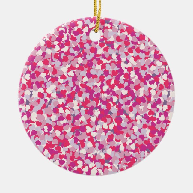 multi Colour Heart Confetti2 Ceramic Ornament (Front)
