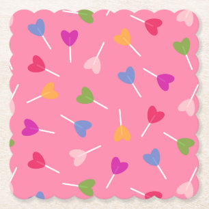 Multi-Colour Heart Lollipops - Paper Coasters