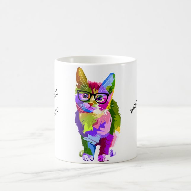 Multi Colour Hipster Cat Mug (Center)