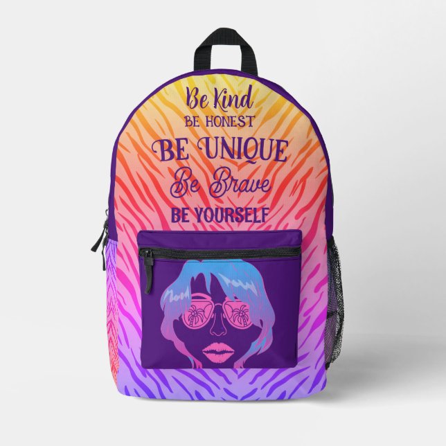 Multi-Colour Inspirational Pretty Face Printed Backpack (Front)