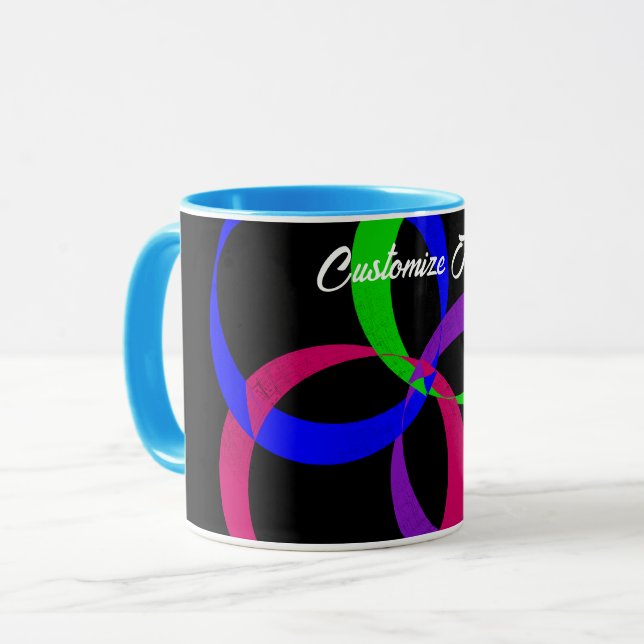 Multi Colour Interchange Geometric Coffee Mug (Front Left)
