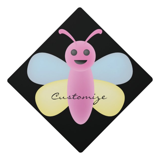 Multi-colour Kawaii Bee Thunder_Cove Graduation Cap Topper (Front)