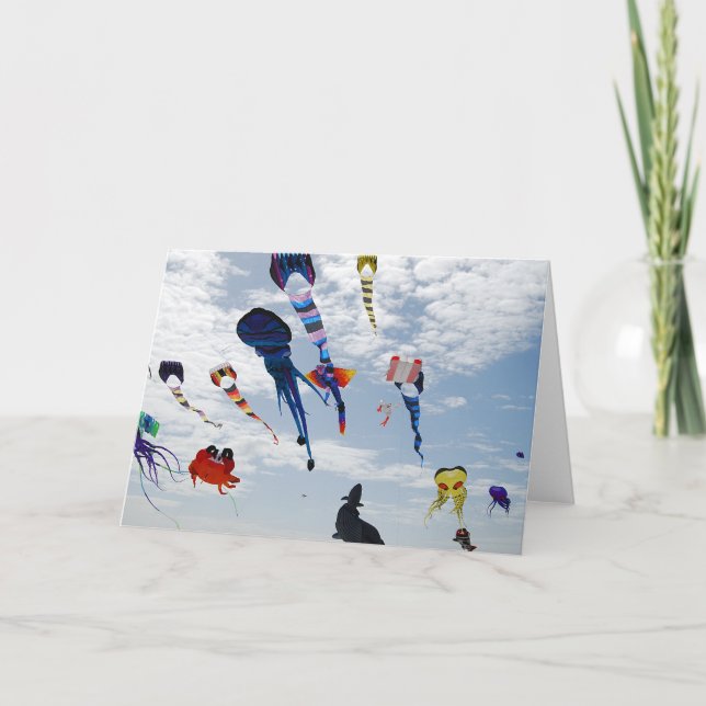 Multi Colour Kites Painting the sky Card (Front)