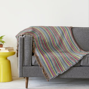 Multi-Colour Knit Look Striped Pattern Cozy Throw Blanket