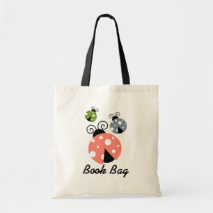 Multi Colour ladybug Book Bag.green pink grey Tote Bag