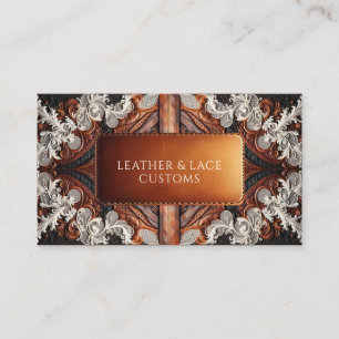 Multi Colour Leather & Elegant Lace Rustic Customs Business Card