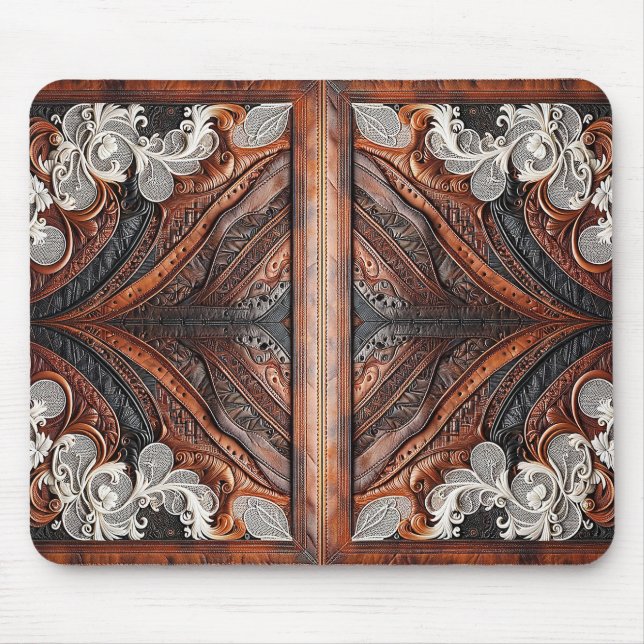 Multi Colour Leather & Elegant Lace Rustic  Mouse Pad (Front)