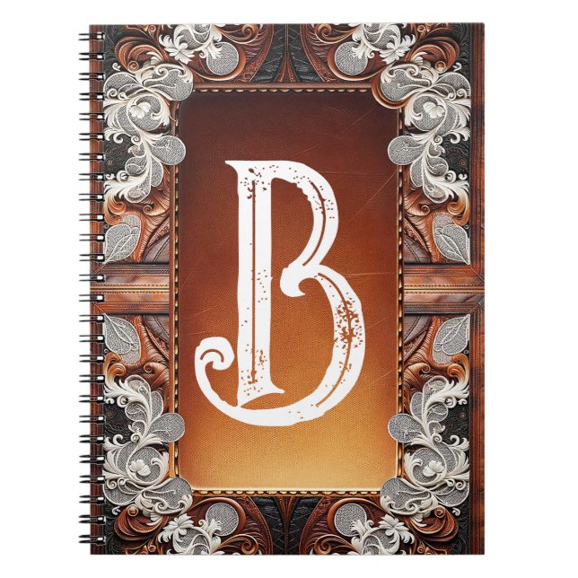 Multi Colour Leather & Elegant Lace Rustic Wedding Notebook (Front)