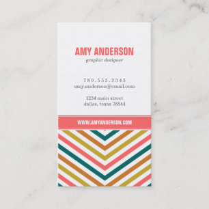 Multi Colour Modern Chevron Stripes Business Card