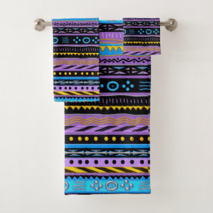 Multi Colour Modern Mudcloth Bath Towel Set