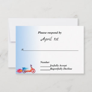 Multi Colour Motorcycle & Flames Wedding RSVP Invitation