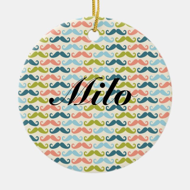 Multi-colour Moustache Personalized Ornament (Front)
