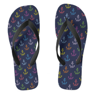 Multi-Colour Nautical Boat Anchors Pattern Flip Flops