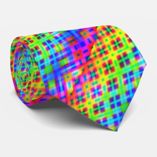 Multi Colour Neon Check Pattern Necktie