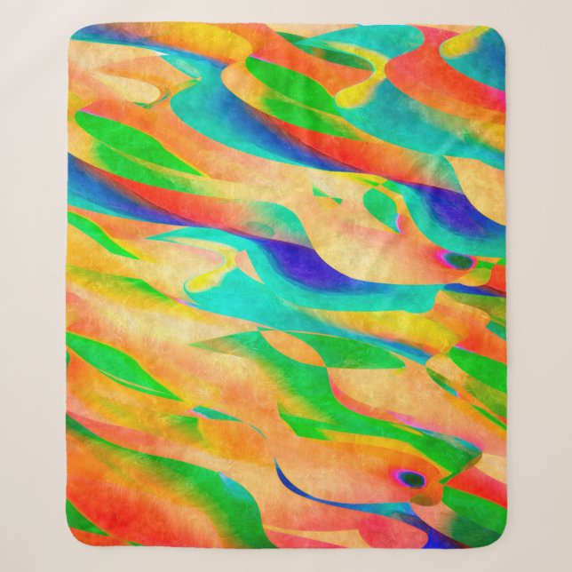 multi colour paint art abstract wallpaper backgrou sherpa blanket (Front)