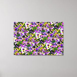 multi-colour pansies wrapped canvas