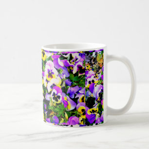 multi-colour pansy flowers coffee mug