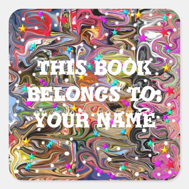 Multi-Colour Pattern With Stars Square Sticker (Front)