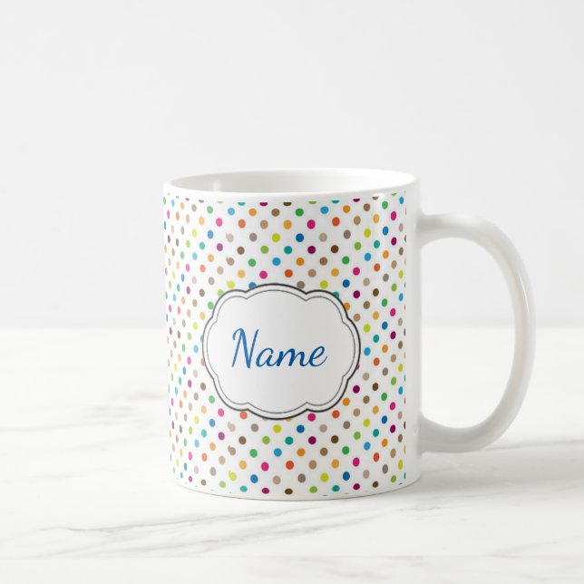 Multi Colour Polka Dot Personalized Mug (Right)
