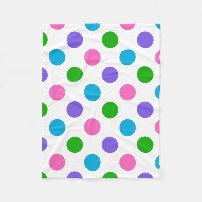 Multi Colour Polka Dots Fleece Blanket (Front)