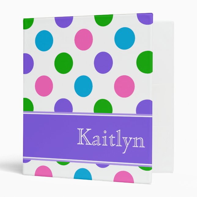Multi Colour Polka Dots Personalized Binder (Front/Inside)