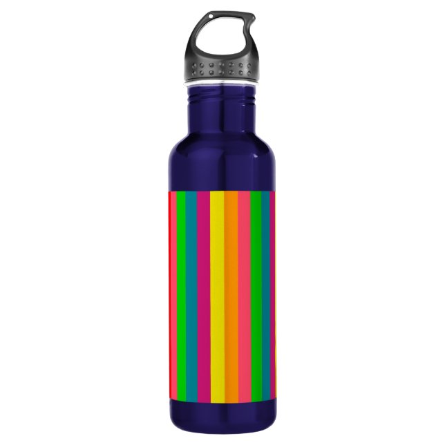 Multi Colour Rainbow Vertical Stripes Pattern 710 Ml Water Bottle (Front)