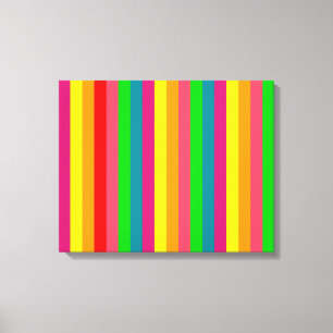 Multi Colour Rainbow Vertical Stripes Pattern Canvas Print