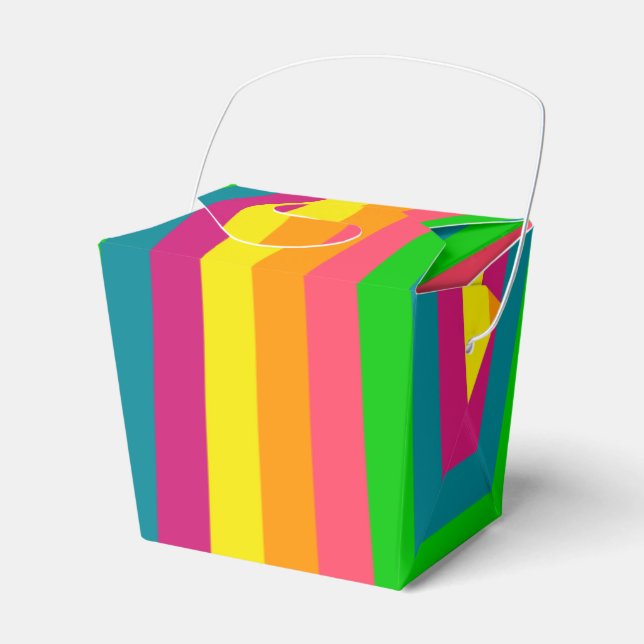 Multi Colour Rainbow Vertical Stripes Pattern Favor Box (Front Side)