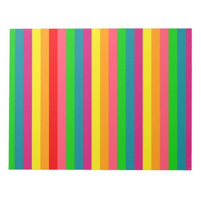 Multi Colour Rainbow Vertical Stripes Pattern Notepad (Front)