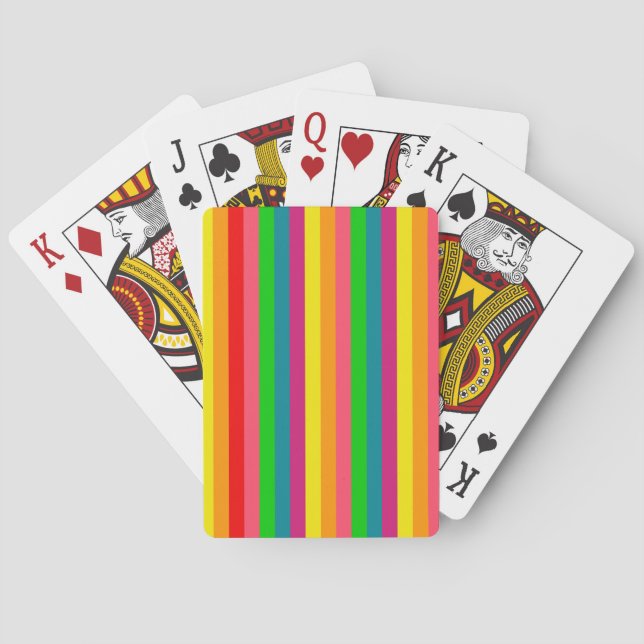 Multi Colour Rainbow Vertical Stripes Pattern Playing Cards (Back)