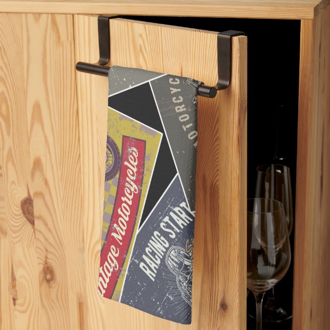 Multi Colour Retro Car Kitchen Towel (Thirds Fold)