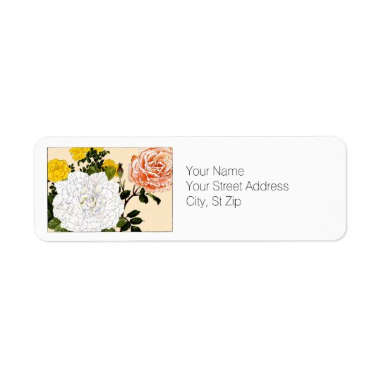 Multi-colour Rose, Botanical Art Return Address Label