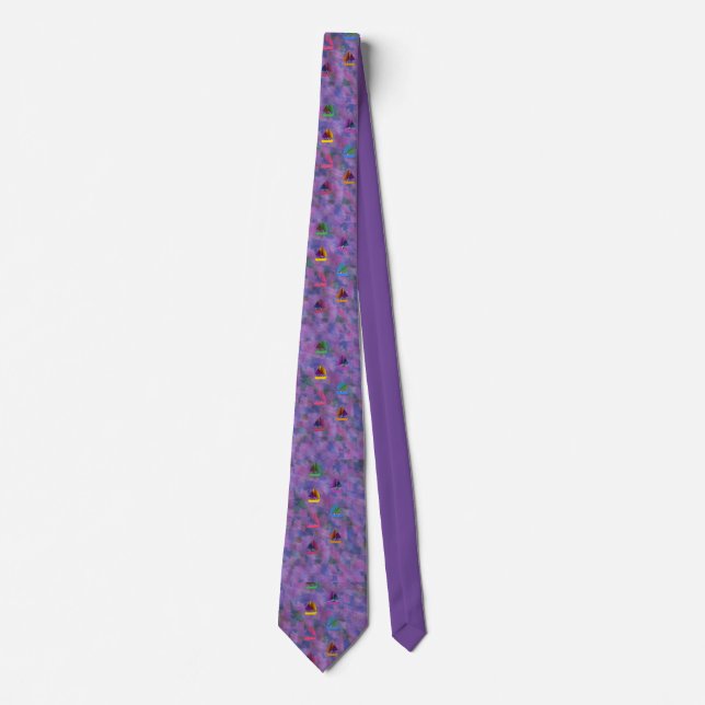 Multi-Colour Sailboats on Purple Tie (Front)