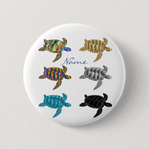 Multi-colour Sea Turtles Thunder_Cove 2 Inch Round Button