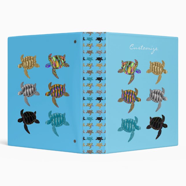 Multi-colour Sea Turtles Thunder_Cove Binder (Background)
