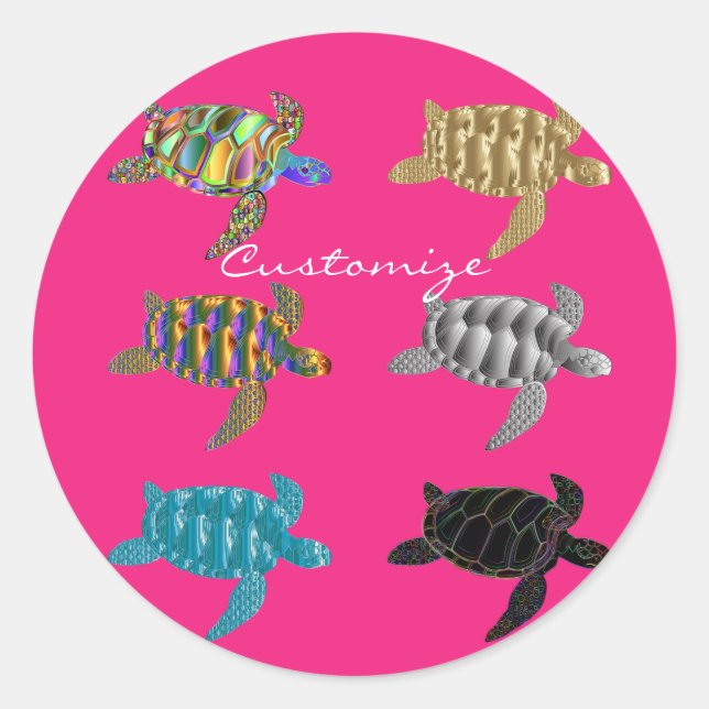 Multi-colour Sea Turtles Thunder_Cove Classic Round Sticker (Front)