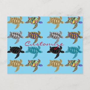 Multi-colour Sea Turtles Thunder_Cove Postcard