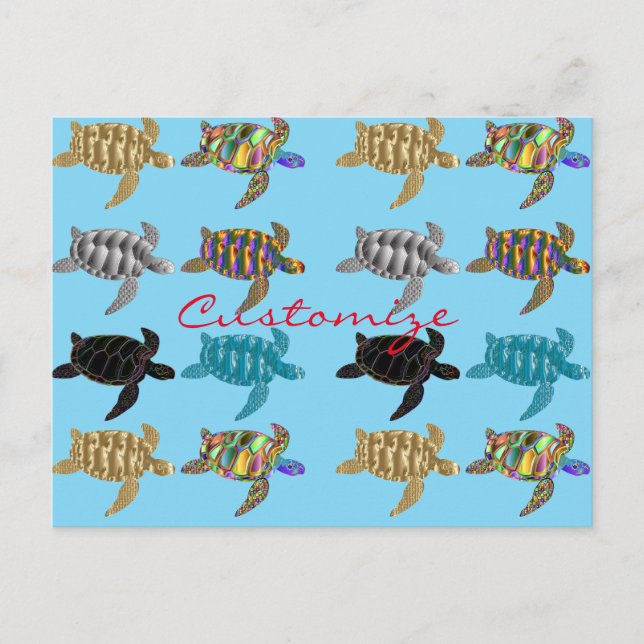 Multi-colour Sea Turtles Thunder_Cove Postcard (Front)