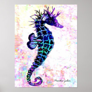 Multi colour Seahorse Artist Created Poster Print