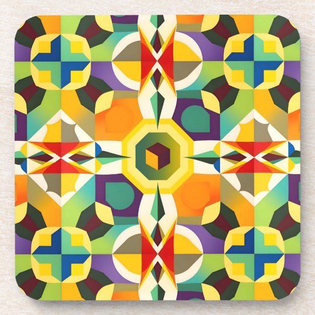 Multi Colour Shape 1 Coaster (Front)