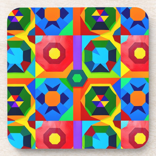 Multi Colour Shapes 2 Coaster (Front)
