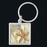 Multi-Colour Shell Party Keychain<br><div class="desc">Charikilia Zarris is a talented artist know for her ocean artwork. Her images are peaceful and calm relaxing you with every picture. Get this nautical piece of artwork with a starfish and a Conch shell being the centre of it all, bordered with beautiful kelp. This image will look great on...</div>