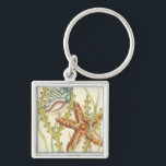 Multi-Colour Shell Party Keychain<br><div class="desc">Charikilia Zarris is a talented artist know for her ocean artwork. Her images are peaceful and calm relaxing you with every picture. Get this nautical piece of artwork with a starfish and a Conch shell being the centre of it all, bordered with beautiful kelp. This image will look great on...</div>