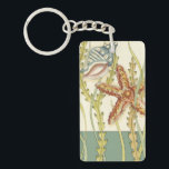 Multi-Colour Shell Party Keychain<br><div class="desc">Charikilia Zarris is a talented artist know for her ocean artwork. Her images are peaceful and calm relaxing you with every picture. Get this nautical piece of artwork with a starfish and a Conch shell being the centre of it all, bordered with beautiful kelp. This image will look great on...</div>