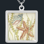 Multi-Colour Shell Party Silver Plated Necklace<br><div class="desc">Charikilia Zarris is a talented artist know for her ocean artwork. Her images are peaceful and calm relaxing you with every picture. Get this nautical piece of artwork with a starfish and a Conch shell being the centre of it all, bordered with beautiful kelp. This image will look great on...</div>