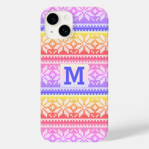 Multi Colour Snowflake Faux Knit Sweater Monogram Case-Mate iPhone 14 Case