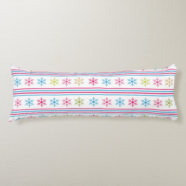 Multi Colour Snowflakes Body Pillow (Front)