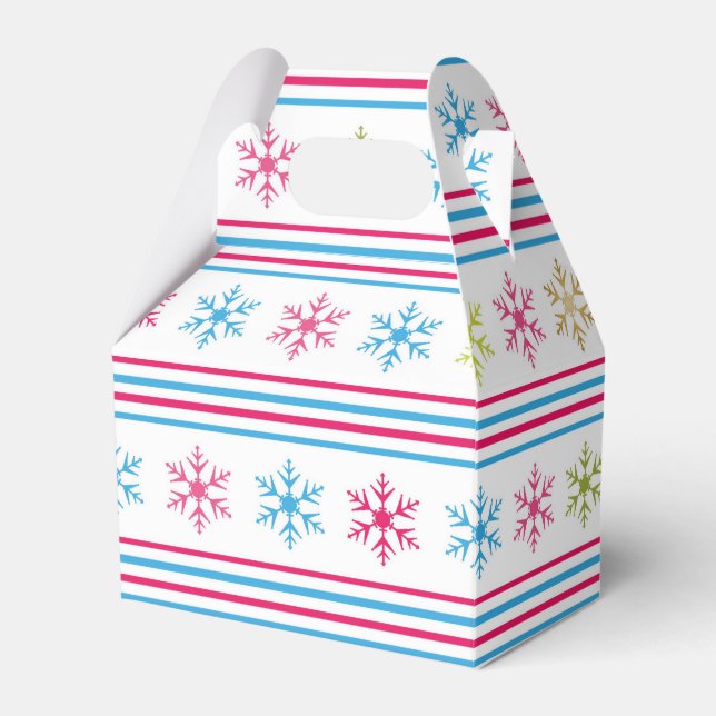 Multi Colour Snowflakes Favor Box (Front Side)